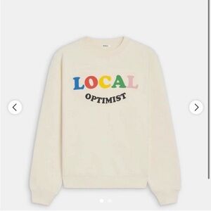 MADHAPPY LOCAL OPTIMIST WHITE CREWNECK SWEATSHIRT WITH COLORFUL LETTERING SIZE M